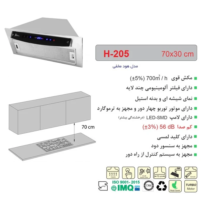 هود مخفی توکار اخوان مدل H205