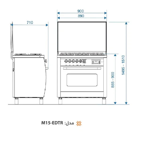 اجاق گاز مبله اخوان مدل M15-EDTR